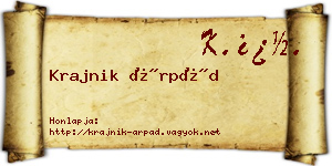 Krajnik Árpád névjegykártya